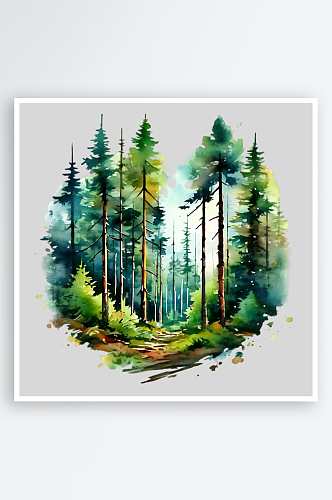森林自然风景插画png