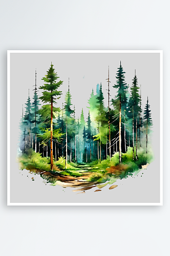 森林自然风景插画png
