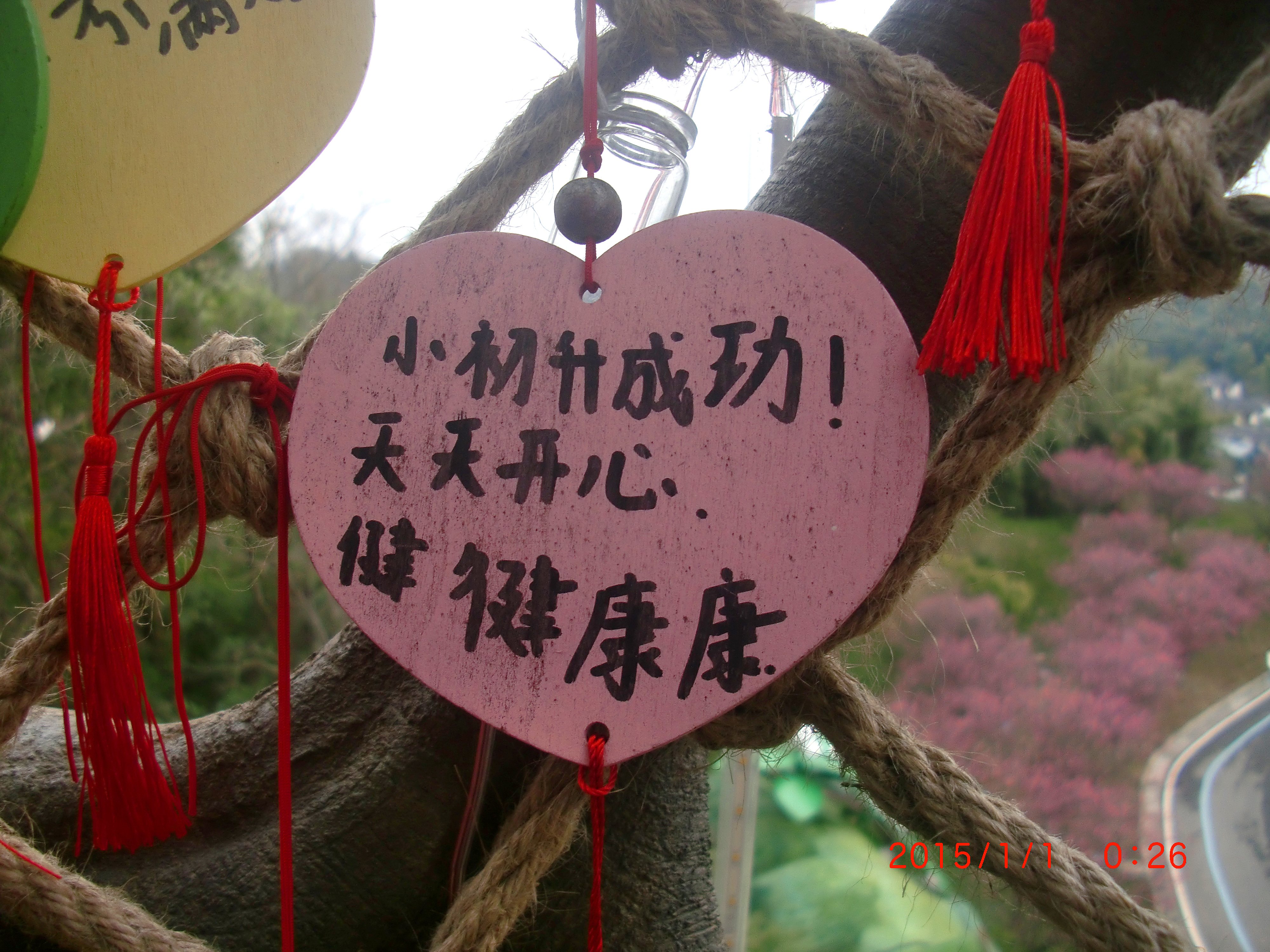 景区游客挂上的许愿牌素材