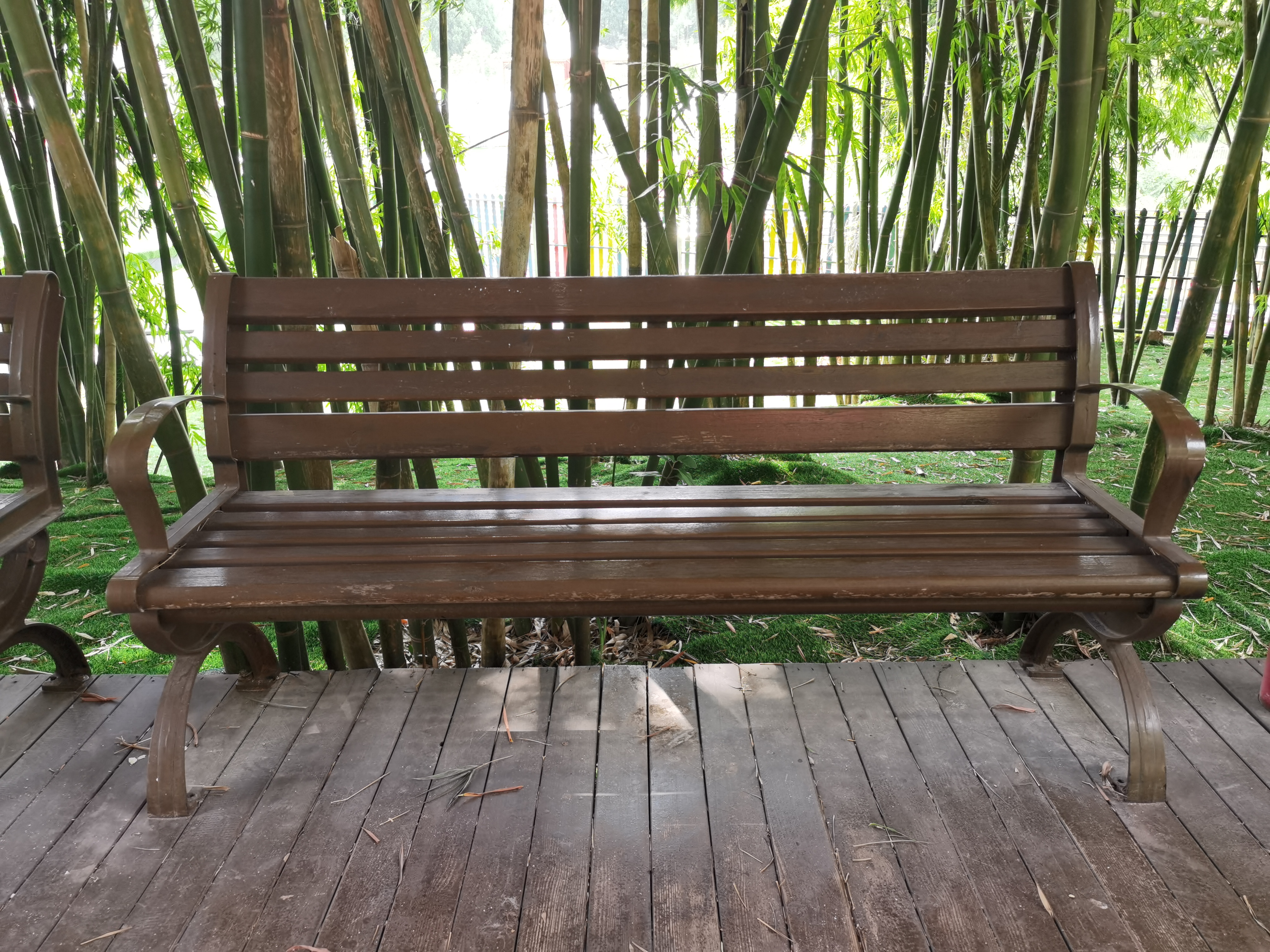 竹林里平台上的休息长椅素材