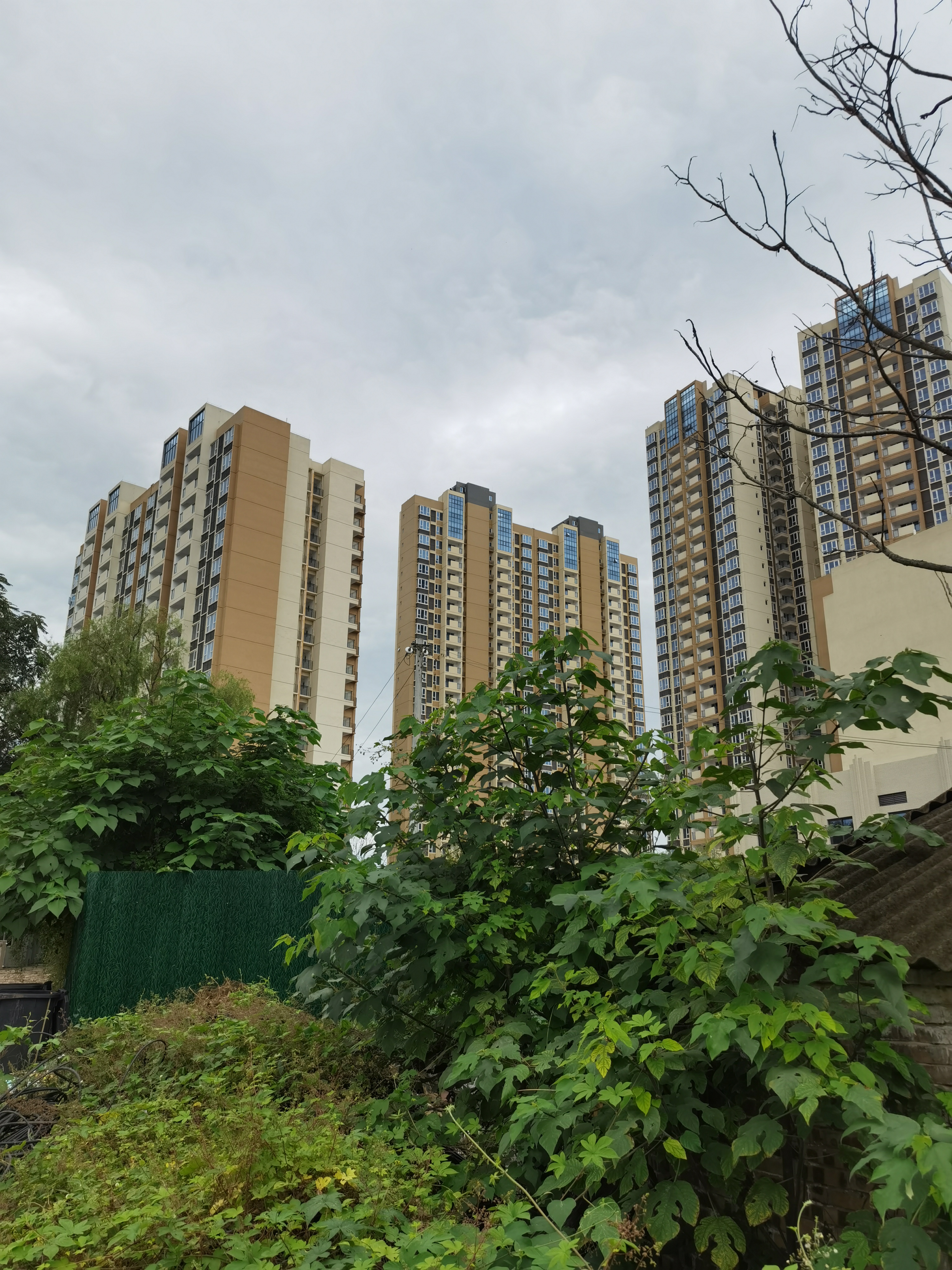 城郊与远处高层建筑风光素材