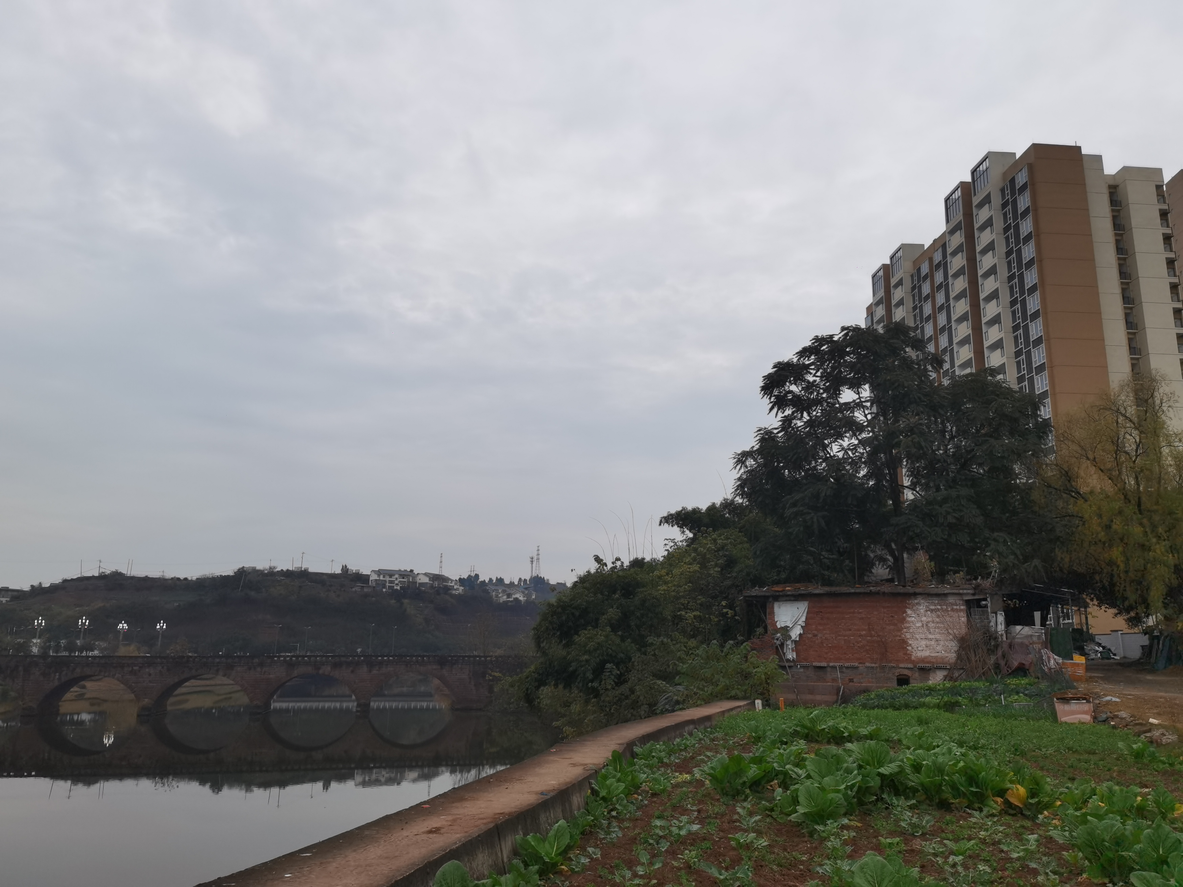 休闲城市城郊河畔风光素材