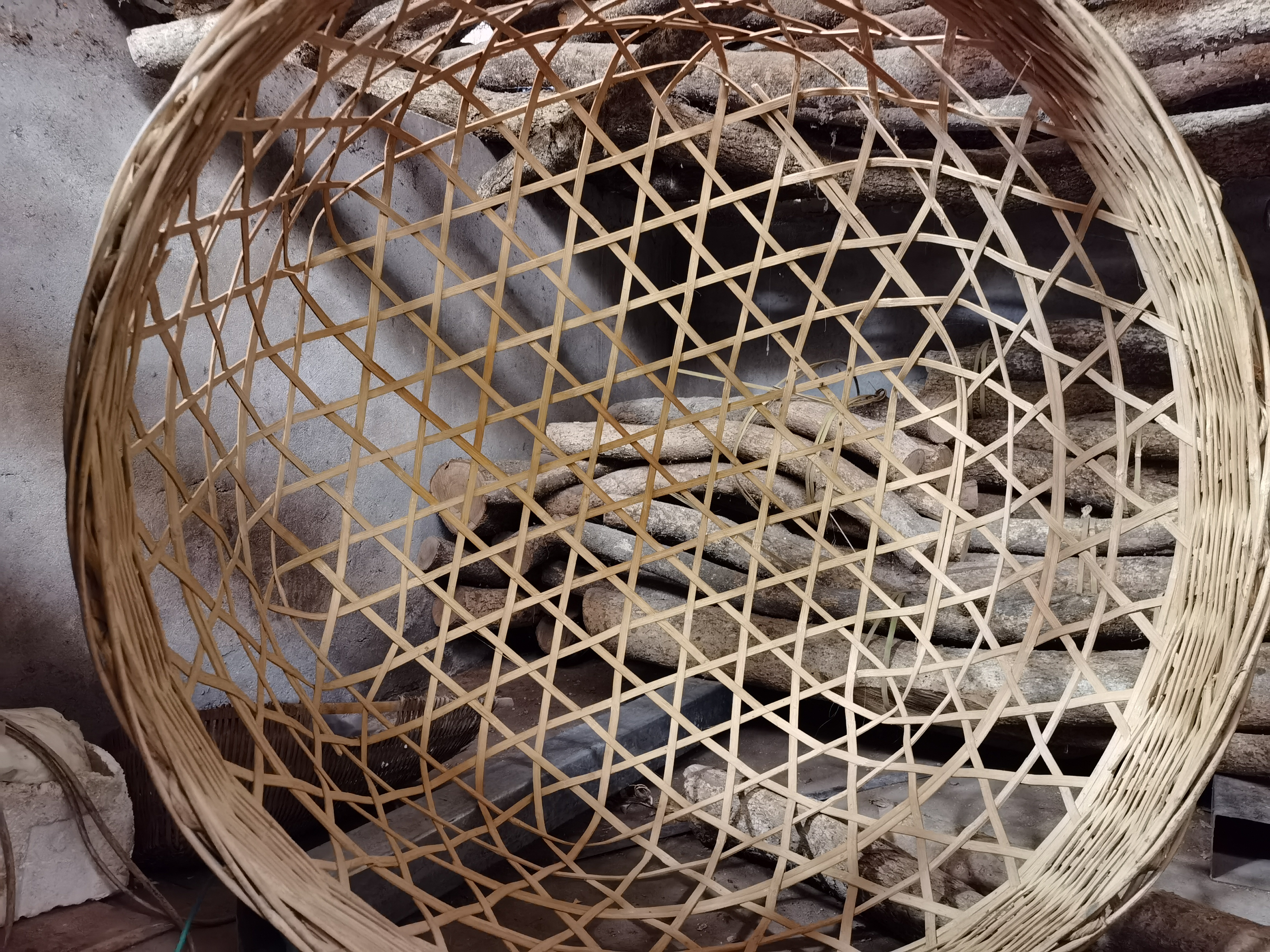 农家用竹编筛子工具素材