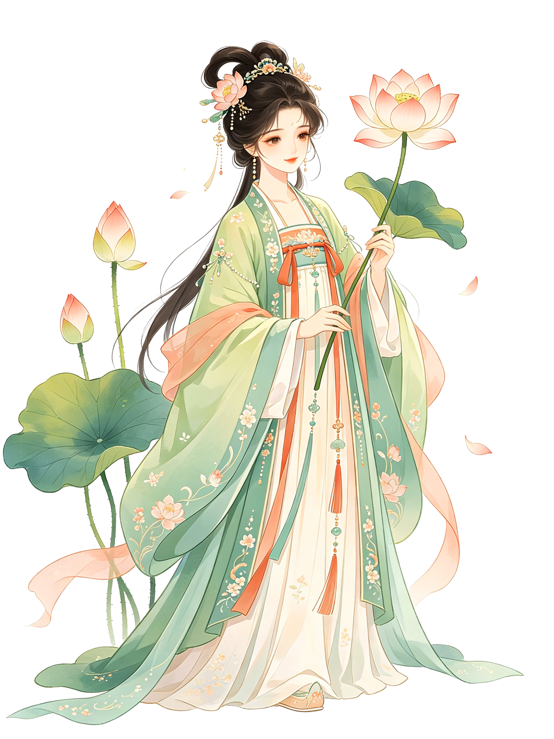 国潮荷花仙子插画素材素材