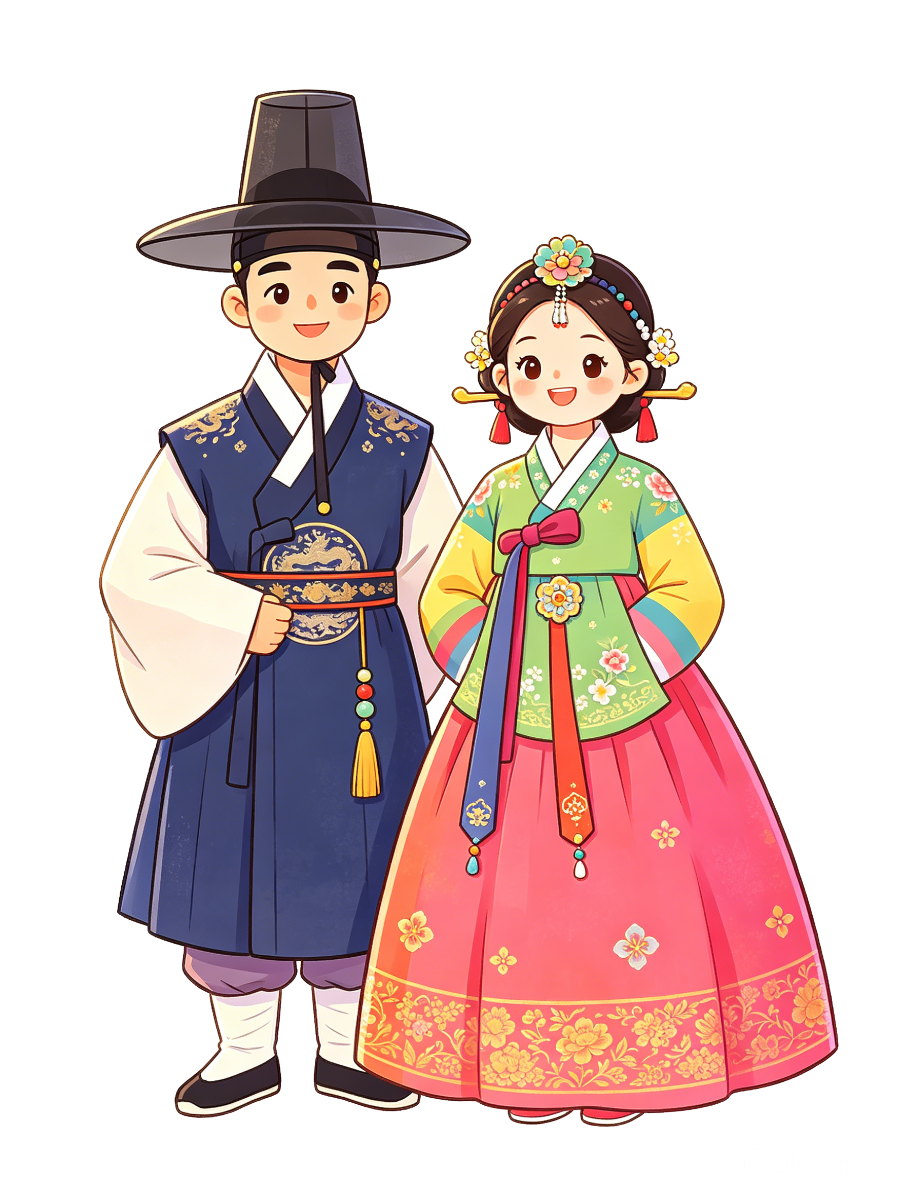 卡通朝鲜族少数民族人物插画素材
