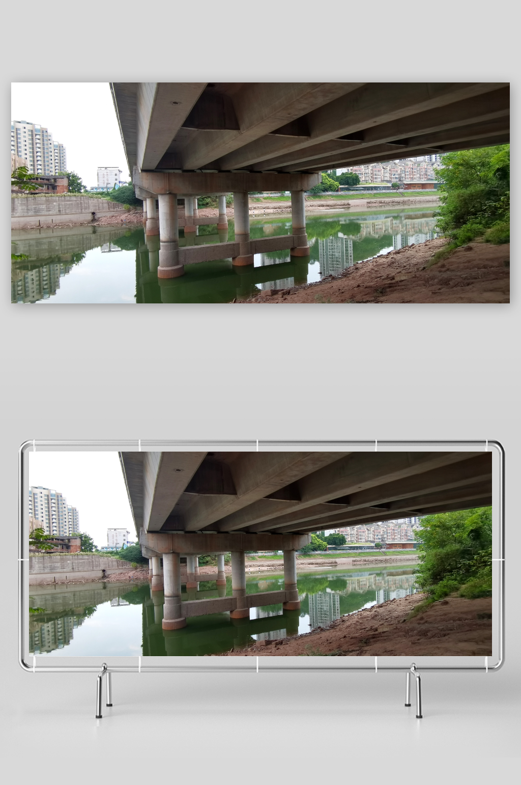 城市河道上的桥墩建筑素材