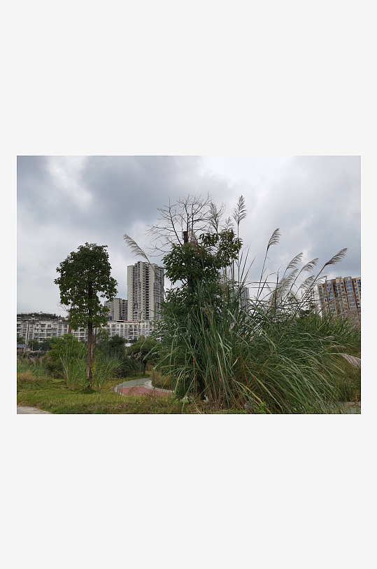 灰暗天空下的城郊风光-众图网