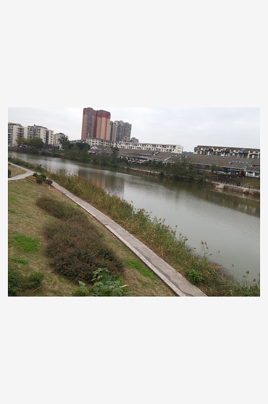 休闲城市河畔风光-众图网