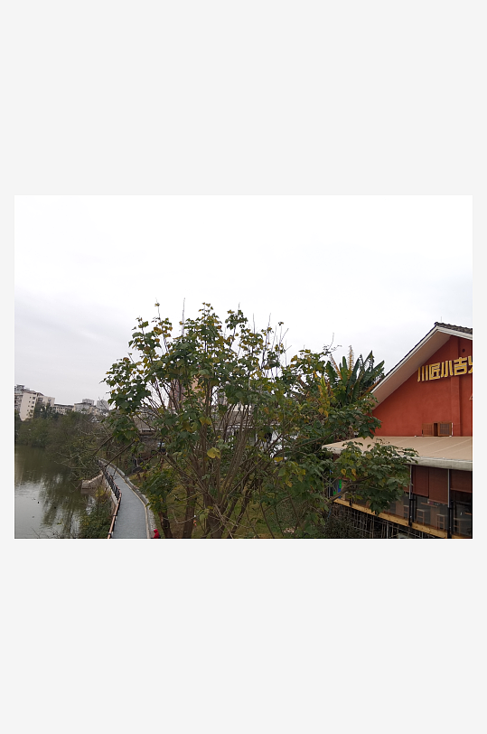 休闲城市河畔风光-众图网