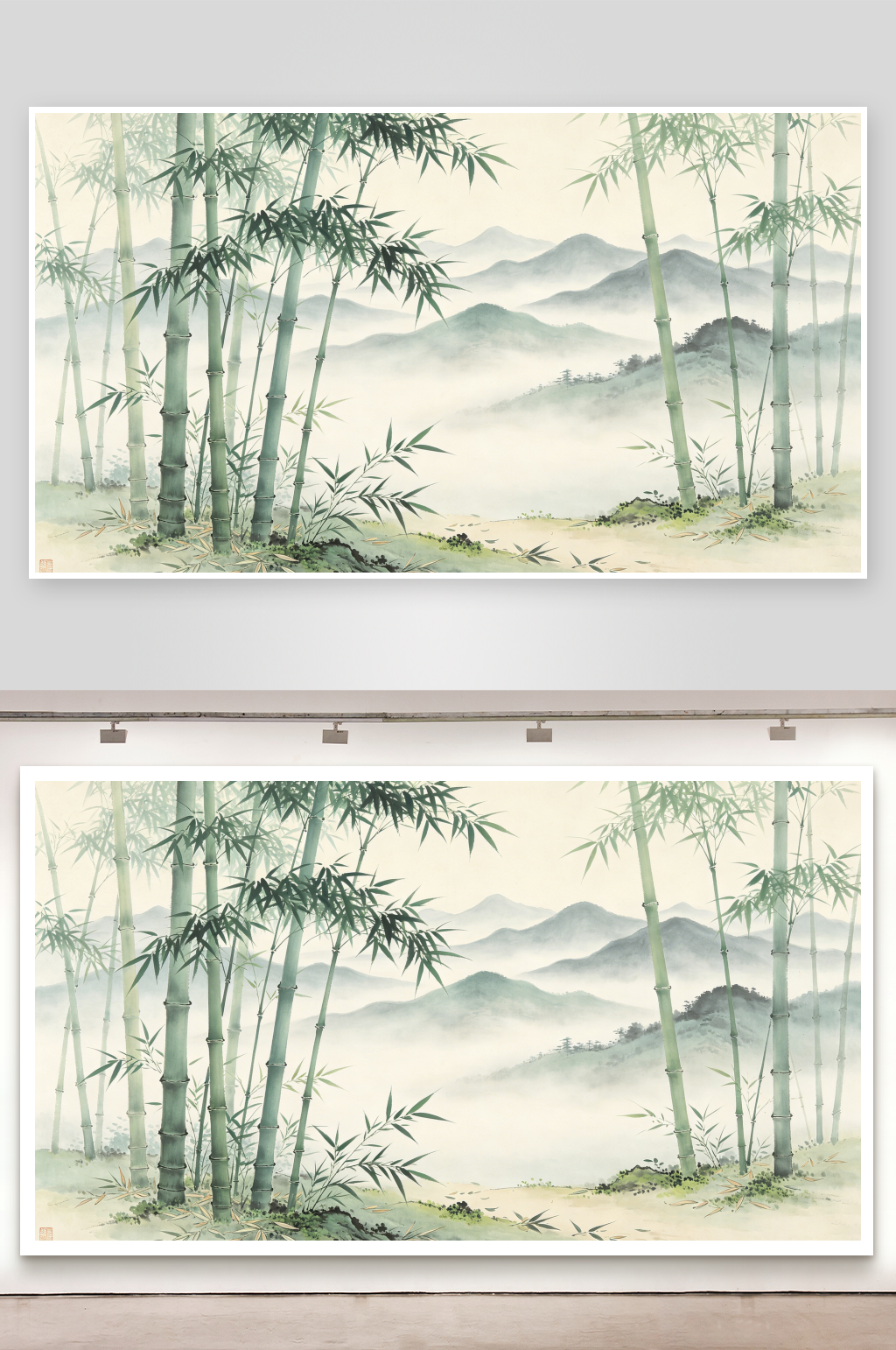 清新淡雅的中式竹林场景素材