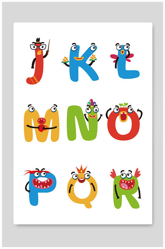 卡通创意简洁字母矢量插画元素