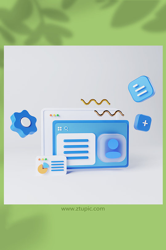 蓝色简约商务互联网网页3D模型-众图网