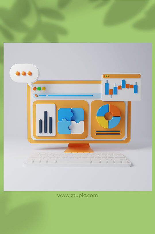 黄色数据信息商务互联网网页3D模型-众图网