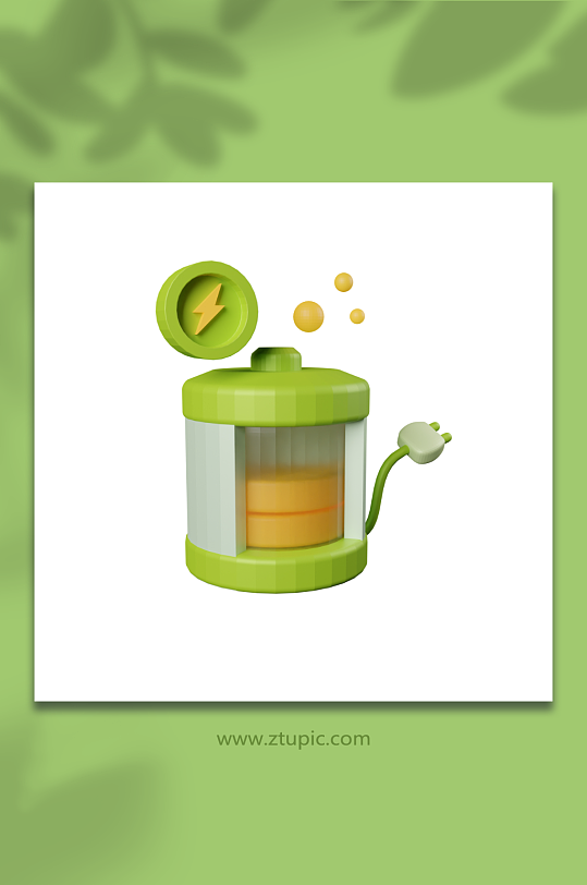 原创环保节能减排电能新能源可爱3D模型-众图网