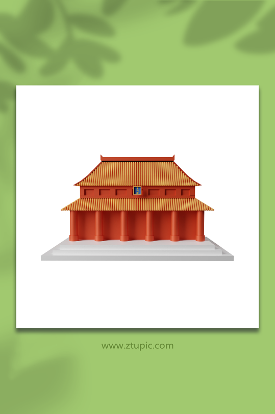 原创可爱北京地标建筑故宫太和殿3D模型