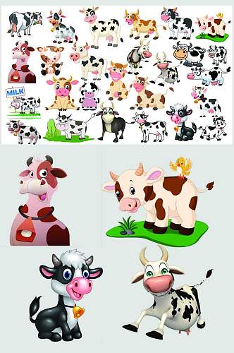卡通动物奶牛素材汇总