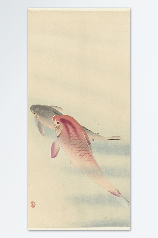 金鱼现代轻奢简约装饰画-众图网