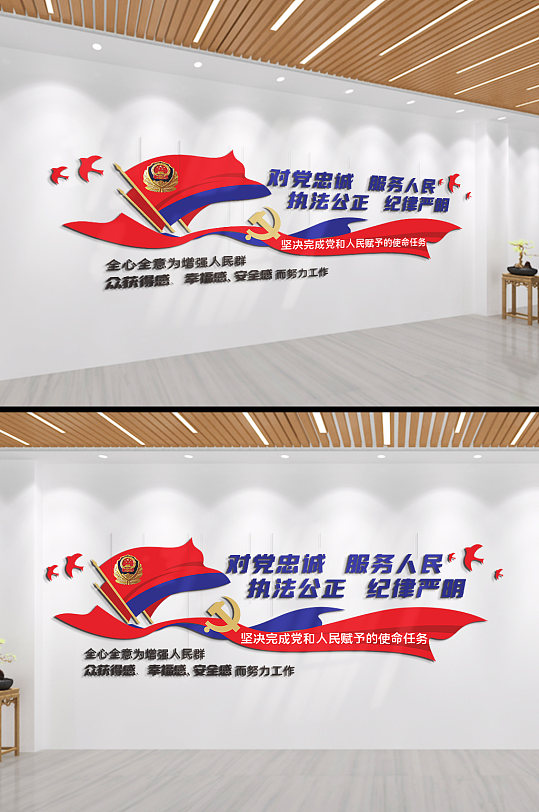 对党忠诚服务人民文化墙