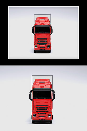简单红色简约侧面厢式货车VI样机