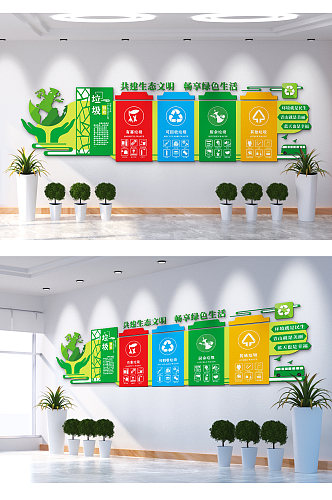 垃圾分类从我做起绿色新时尚保护环境文化墙