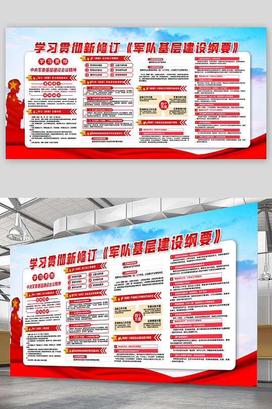 军队基层建设纲要展板