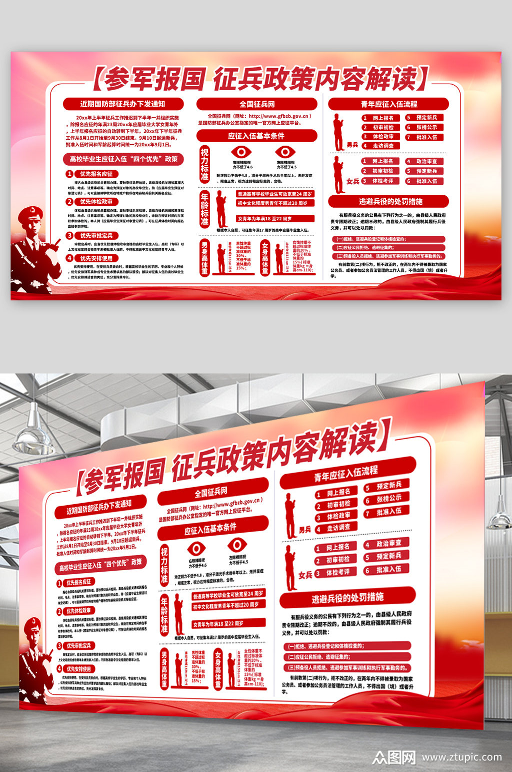 参军报国征兵政策展板