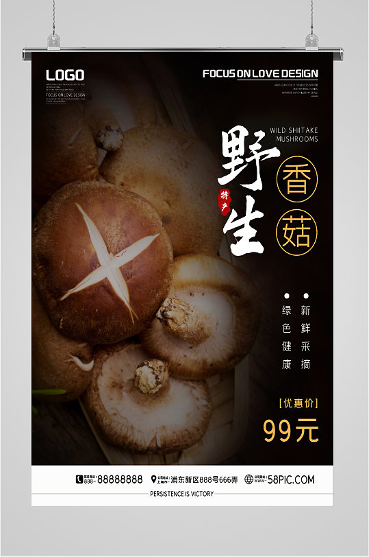 野生香菇美食海报