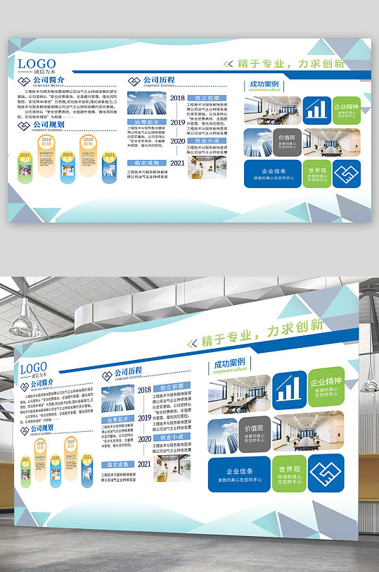 公司企業(yè)簡介歷程宣傳展板 企業(yè)宣傳欄版面
