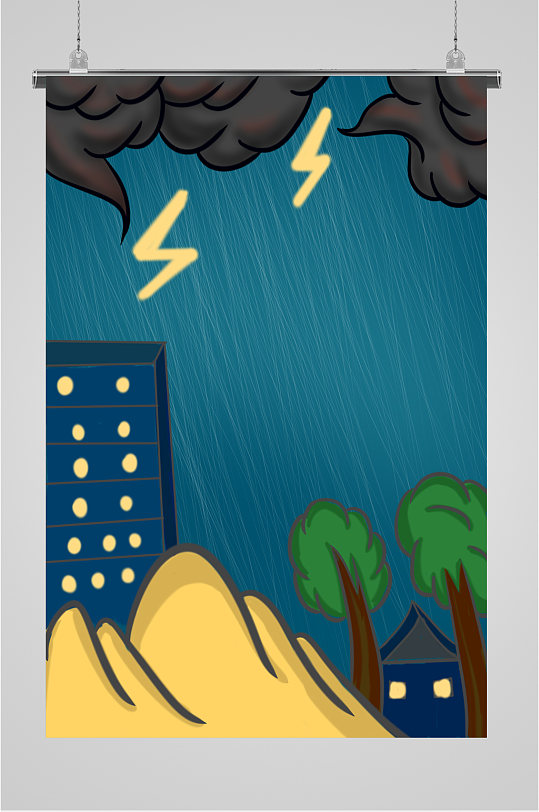 雷雨暴雨天气海报