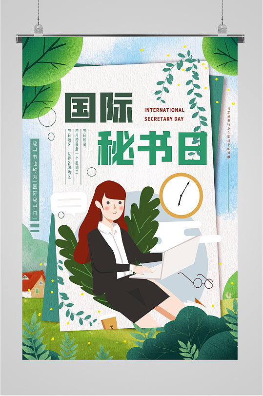 国际秘书日简约海报