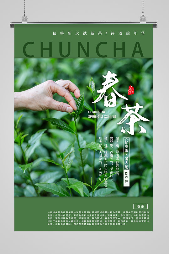 春茶上新茶叶绿色创意海报