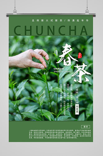 春茶上新茶叶绿色创意海报