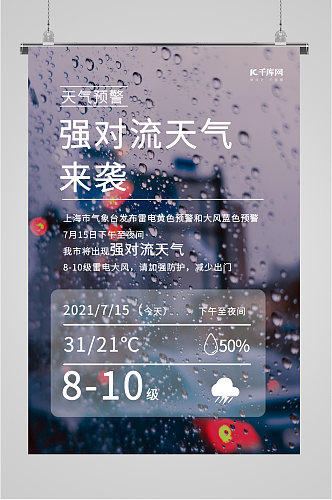 暴雨雷电预警海报