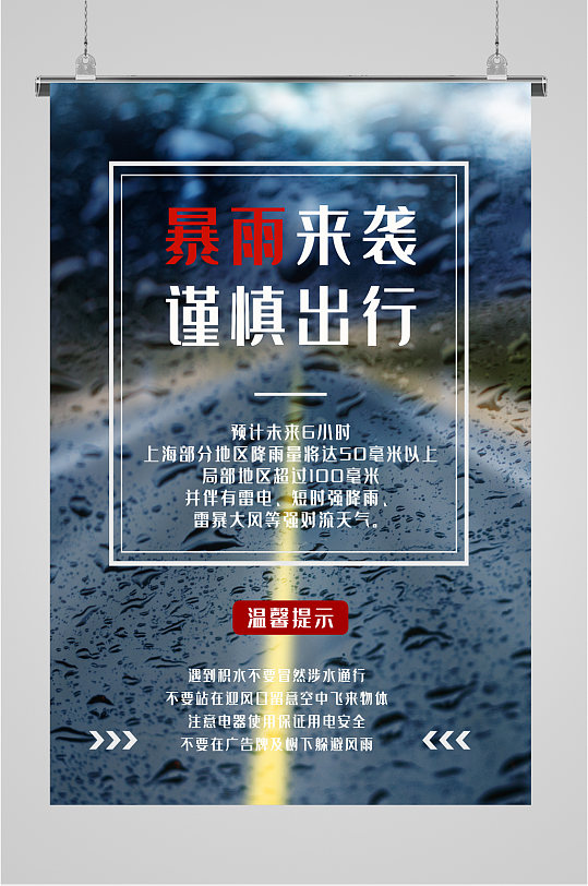 预防暴雨天气海报