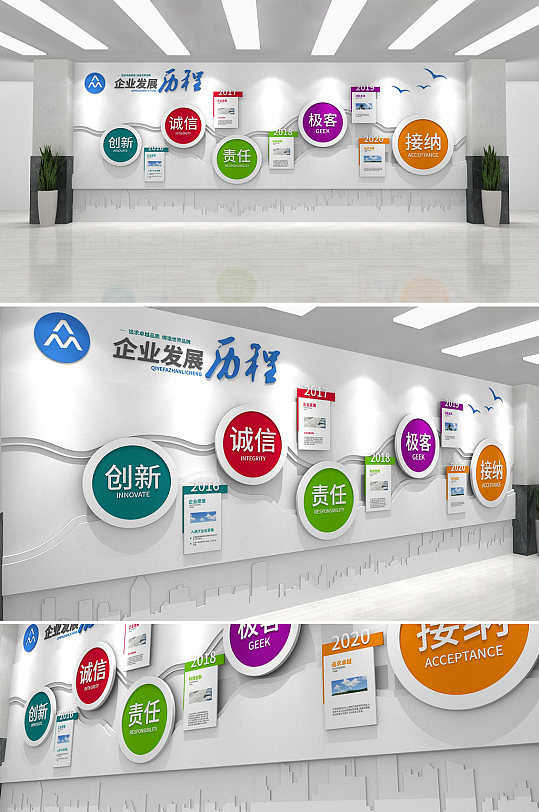 彩色时尚企业发展历程企业文化墙-众图网