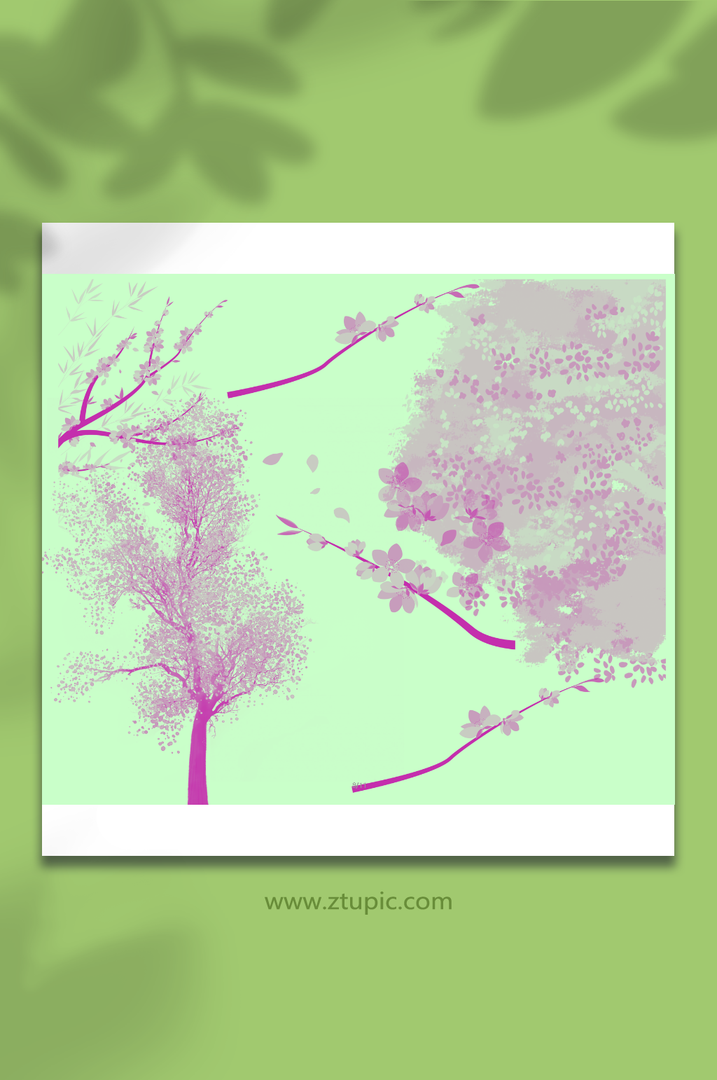 清新樱花树免抠元素素材
