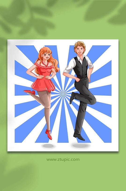 踢踏舞蹈表演人物插画