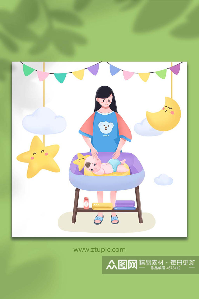 安抚宝宝母乳喂养母婴人物插画素材