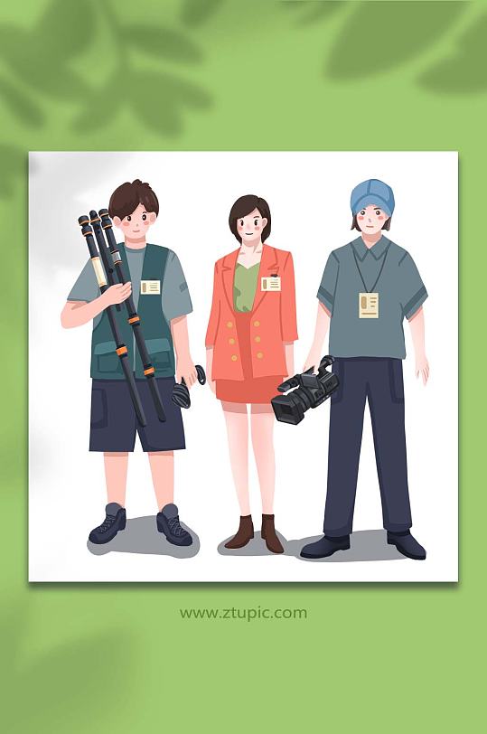 三人组新闻工作者日人物插画-众图网