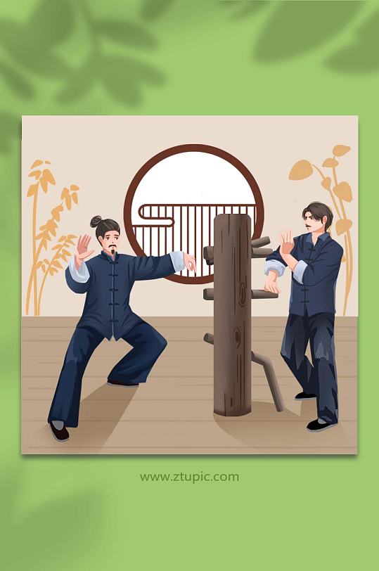 拳术咏春运动人物插画