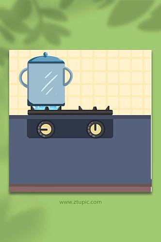 厨房燃气灶燃气安全使用常识插画背景图
