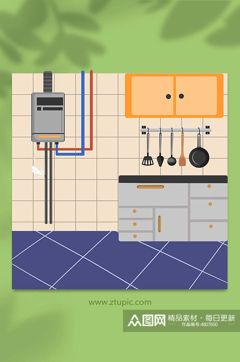 厨房用气燃气安全使用常识插画背景图素材