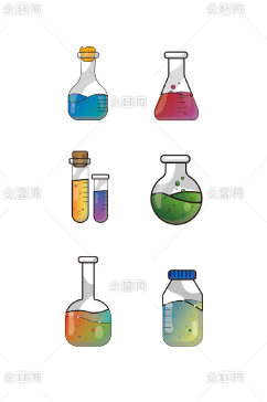 药剂实验室瓶子玻璃瓶矢量图