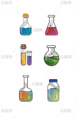 药剂实验室瓶子玻璃瓶矢量图