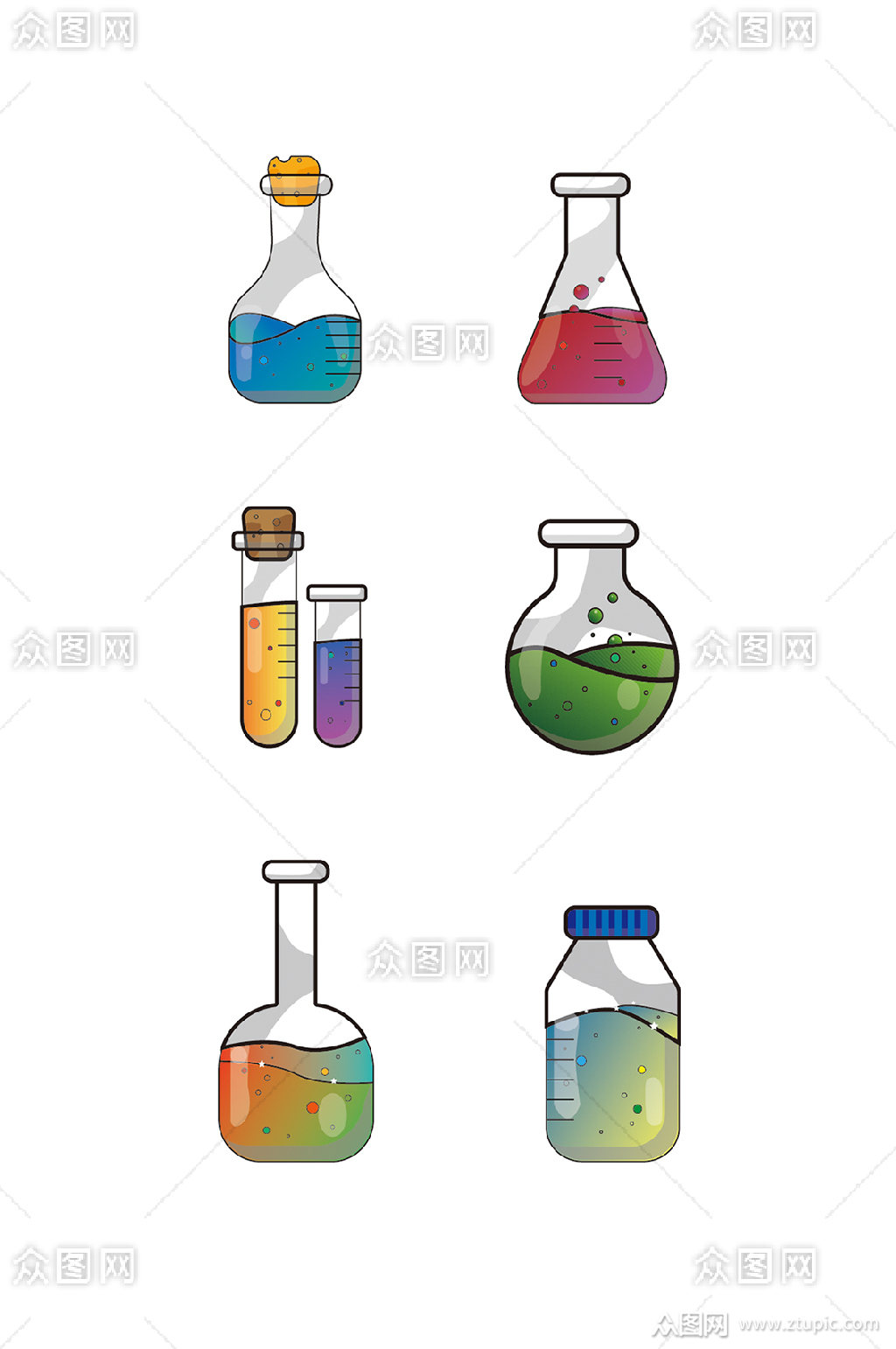 药剂实验室瓶子玻璃瓶矢量图