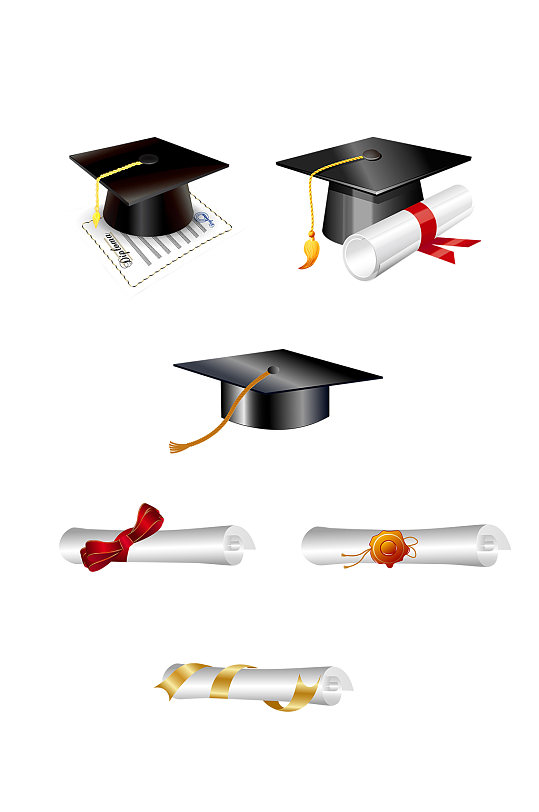 毕业元素博士帽素材免抠图 毕业季素材