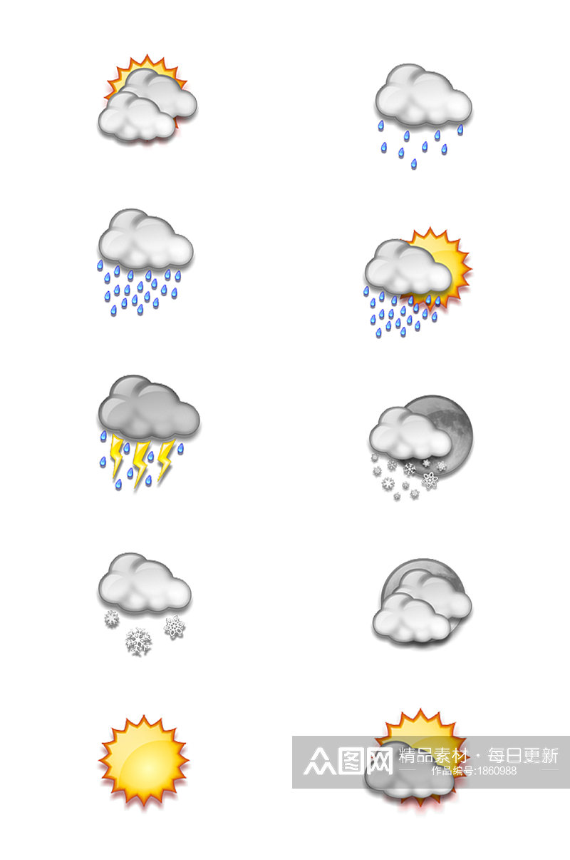 各种天气UI图标素材