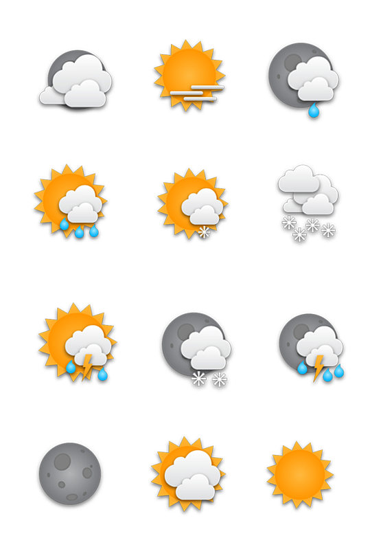 各种天气UI小图标插画