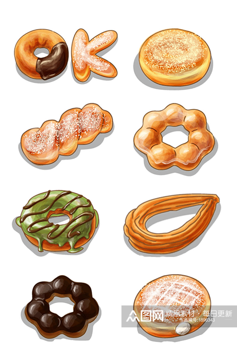 卡通可爱甜甜圈面包素材素材
