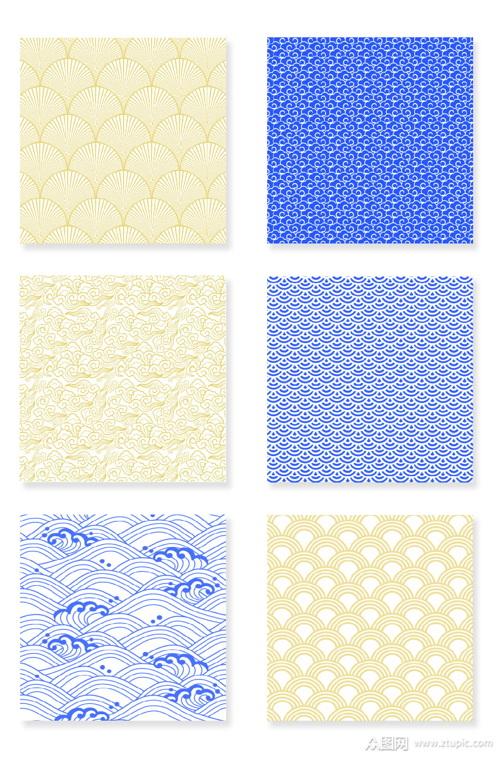 古风云纹海纹背景素材